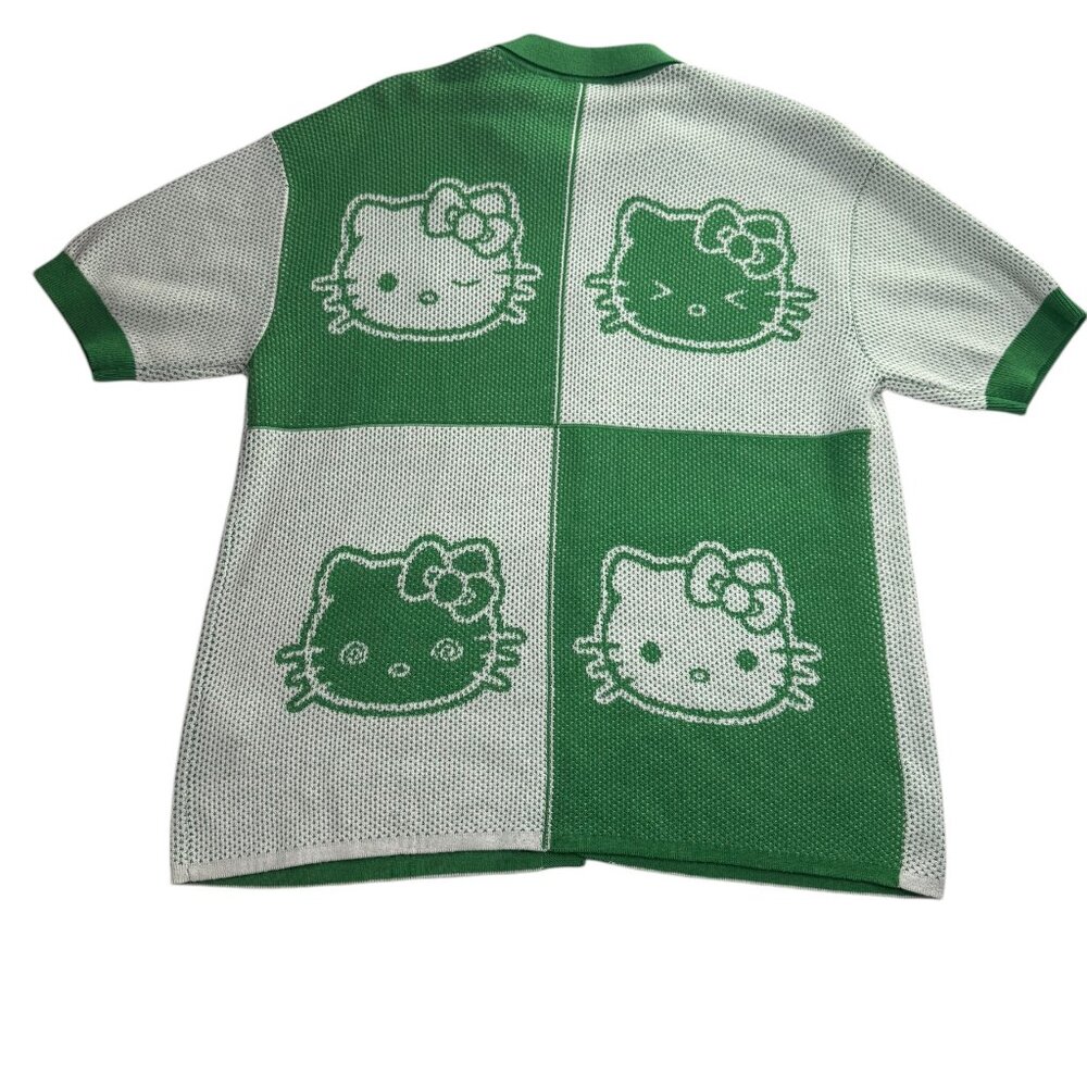 Forever 21 x HELLO KITTY Polo Button Up Sweater Shirt White Green NEW NWT Size S